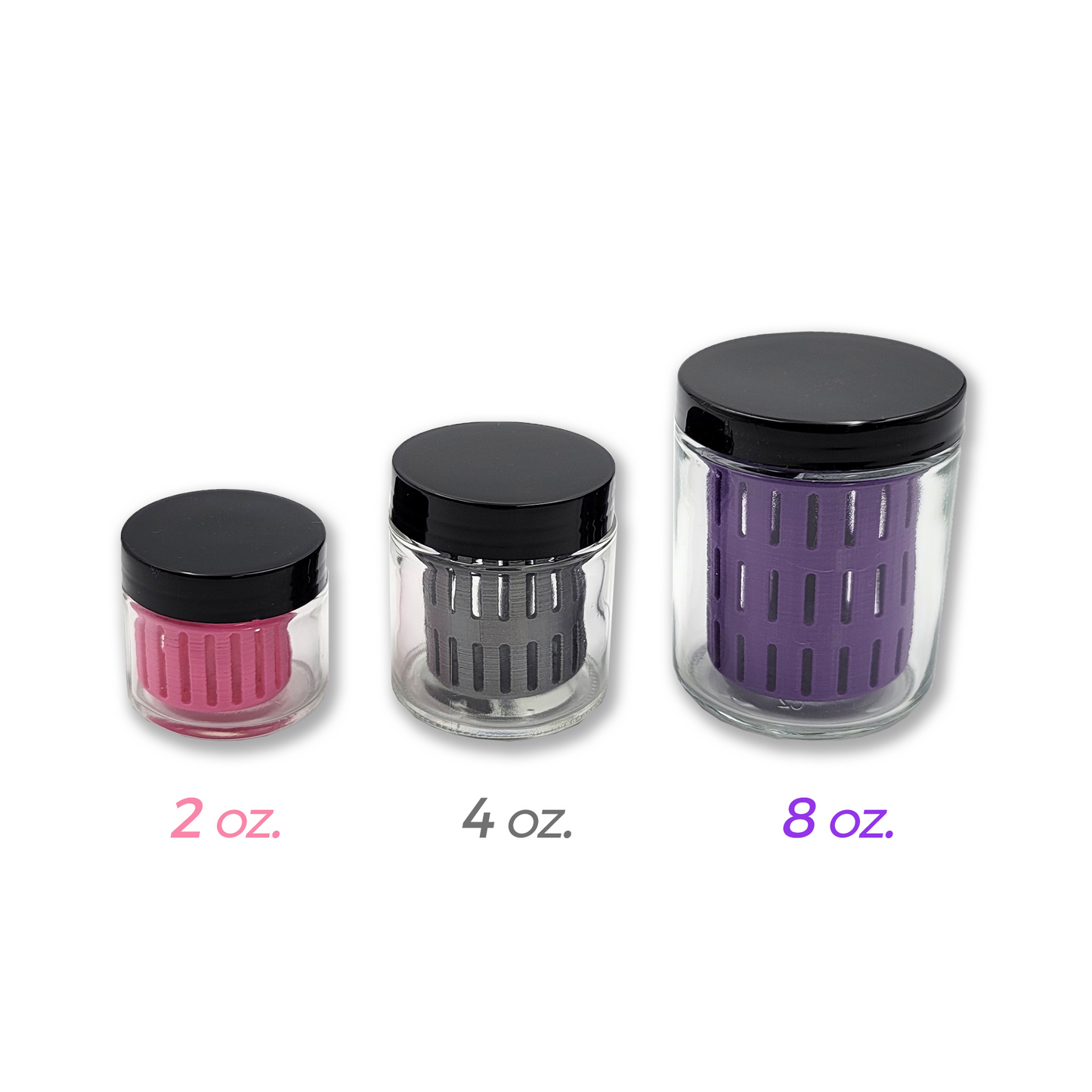 STRAINER JARS  | Strainer + Glass Jar  2 oz. - 4 oz. - 8 oz. (3D PRINTED)