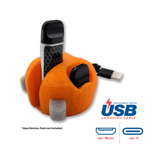 VAPE STAND- USB Powered Vape Cup Holder | Micro USB or USB C | Side Charging Port (3D PRINTED)