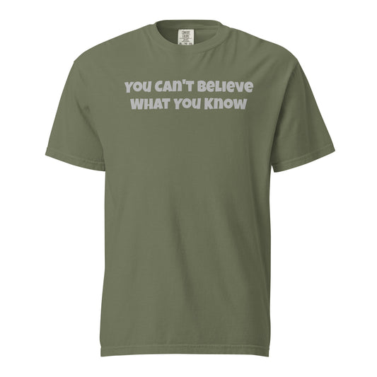 T-SHIRT: You cant believe what you know | Unisex Garment-Dyed Heavyweight T-Shirt (DTG)
